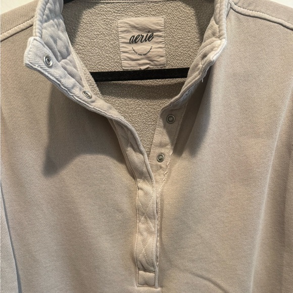 Aerie Tan Quarter Snap Pullover Sweatshirt Size S - Picture 6 of 13